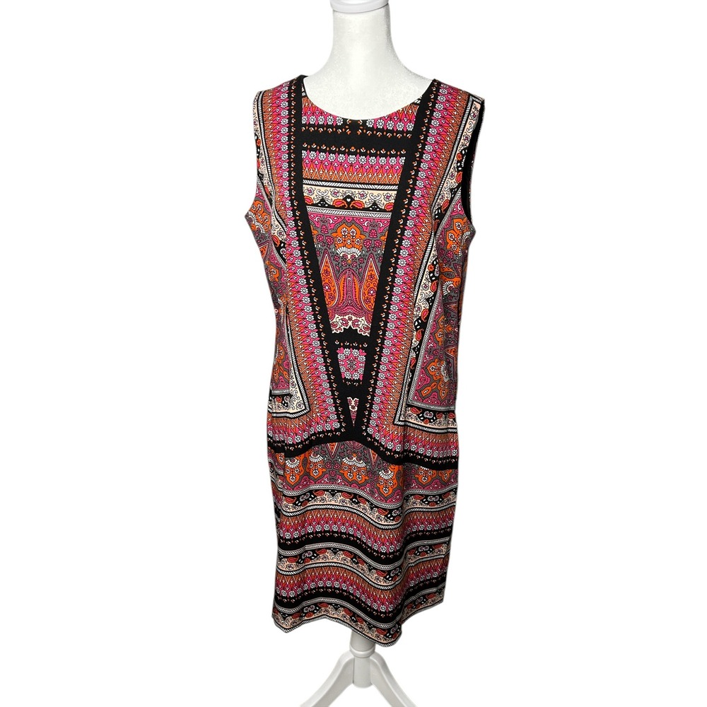 ILE Size 10 Sleeveless Paisley Print Dress Colorful Casual‎ Summer Dress Size L